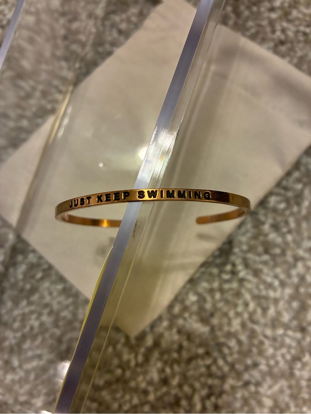 Source Unknown Gold 'JUST KEEP SWIMMING' Engraved Cuff Bracelet